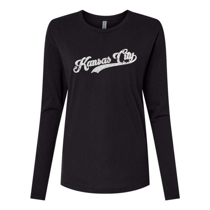 Vintage Kansas City Baseball Womens Cotton Relaxed Long Sleeve T-Shirt