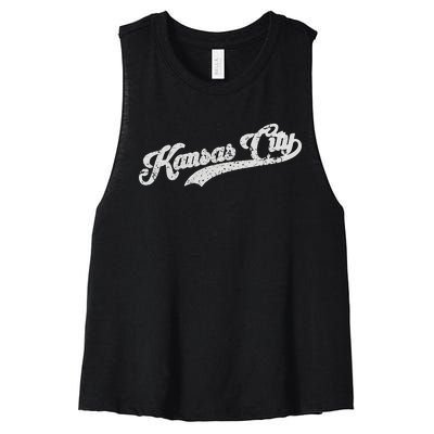 Vintage Kansas City Baseball Women's Racerback Cropped Tank