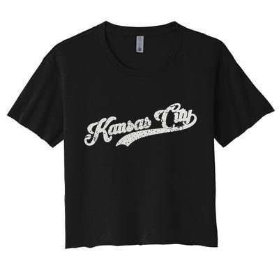 Vintage Kansas City Baseball Women's Crop Top Tee