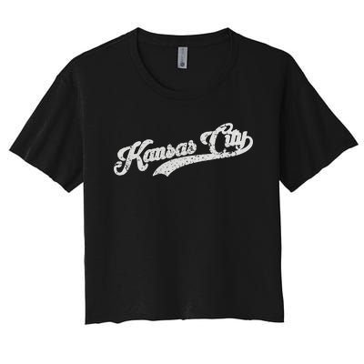 Vintage Kansas City Baseball Women's Crop Top Tee