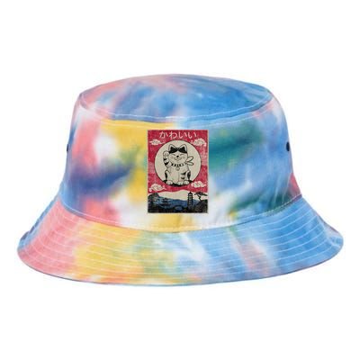 Vintage Kawaii Cat Anime Japanese Gift Teenager Tie Dye Newport Bucket Hat