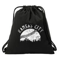 Vintage Kansas City Missouri Skyline Drawstring Bag