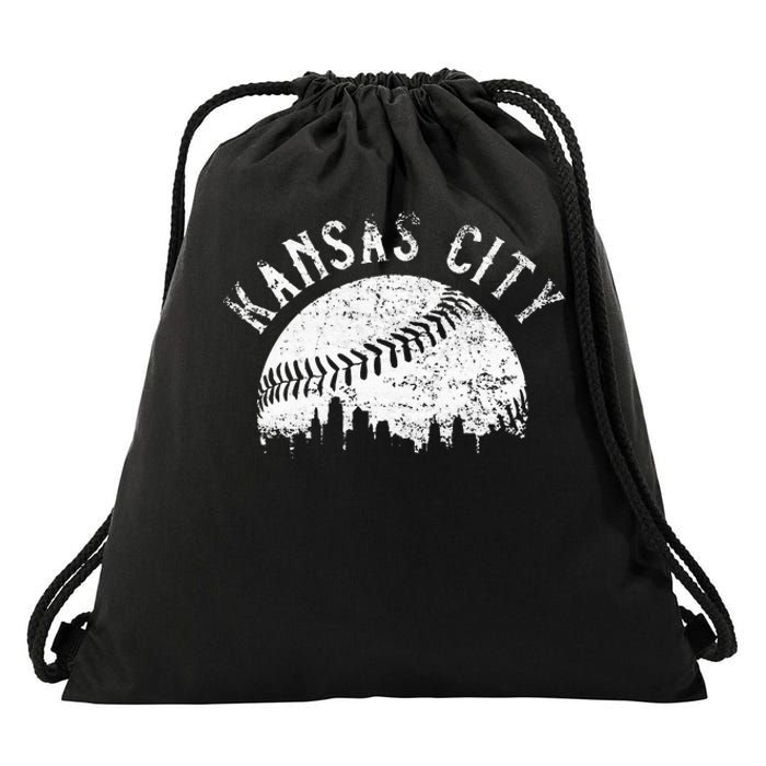 Vintage Kansas City Missouri Skyline Drawstring Bag