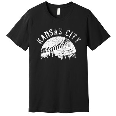 Vintage Kansas City Missouri Skyline Premium T-Shirt