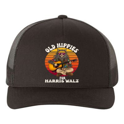 Vintage Kamala Cat Hippie Old Hippies For Harris Waltz 2024 Yupoong Adult 5-Panel Trucker Hat