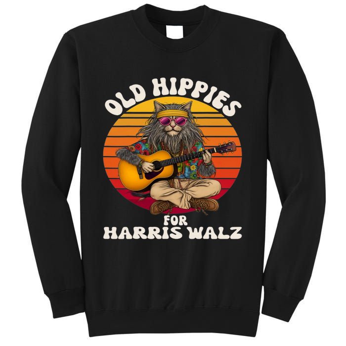 Vintage Kamala Cat Hippie Old Hippies For Harris Waltz 2024 Sweatshirt