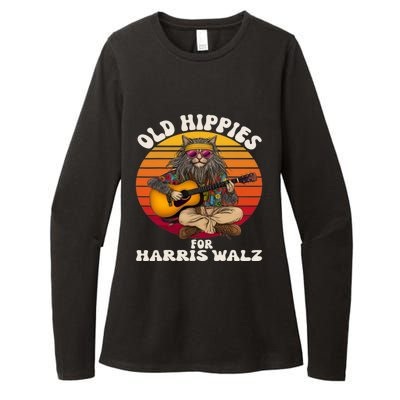 Vintage Kamala Cat Hippie Old Hippies For Harris Waltz 2024 Womens CVC Long Sleeve Shirt