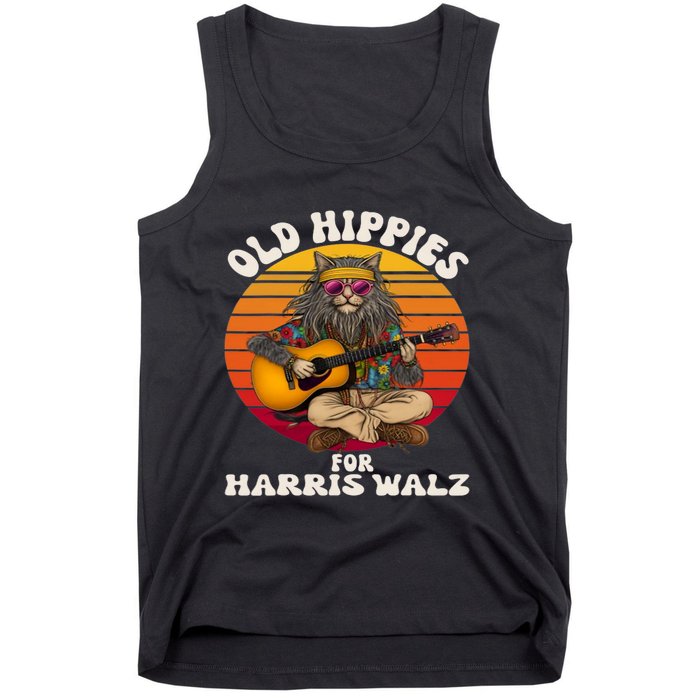 Vintage Kamala Cat Hippie Old Hippies For Harris Waltz 2024 Tank Top