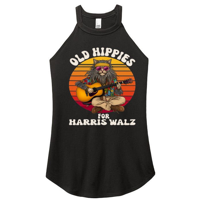 Vintage Kamala Cat Hippie Old Hippies For Harris Waltz 2024 Women’s Perfect Tri Rocker Tank