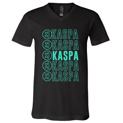 Vibrant Kaspa Crypto Colors Bold Kaspa Miner Kaspa Mining Crypto Bullrun V-Neck T-Shirt