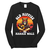 Vintage Kamala Cat Hippie Old Hippies For Harris Waltz 2024 Long Sleeve Shirt