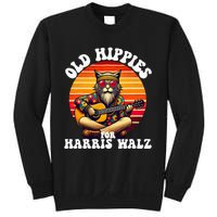 Vintage Kamala Cat Hippie Old Hippies For Harris Waltz 2024 Sweatshirt