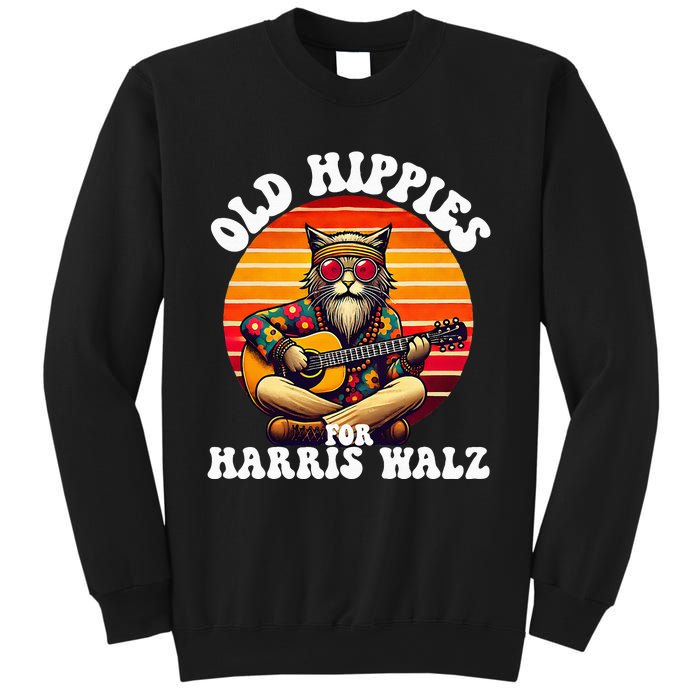 Vintage Kamala Cat Hippie Old Hippies For Harris Waltz 2024 Sweatshirt