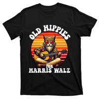 Vintage Kamala Cat Hippie Old Hippies For Harris Waltz 2024 T-Shirt