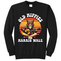 Vintage Kamala Cat Hippie Old Hippies For Harris Waltz 2024 Tall Sweatshirt