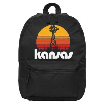 Vintage Kansas Distressed 80s Sun Windmill Graphic 16 in Basic Backpack