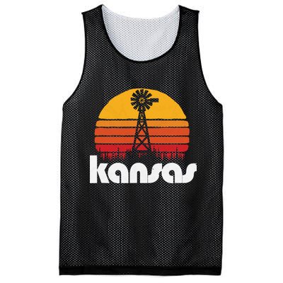 Vintage Kansas Distressed 80s Sun Windmill Graphic Mesh Reversible Basketball Jersey Tank
