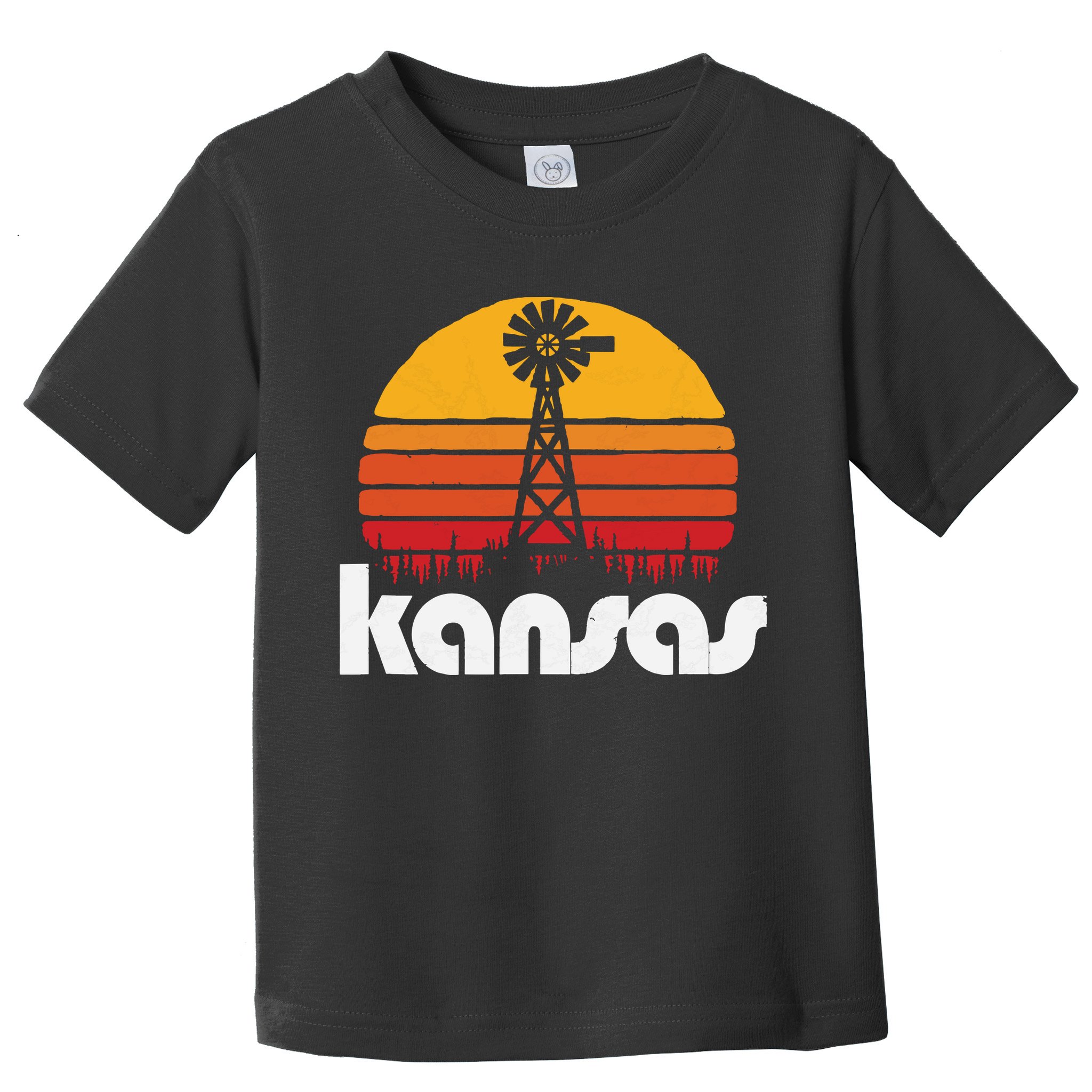 Vintage Kansas Distressed 80s Sun Windmill Graphic Toddler T-Shirt