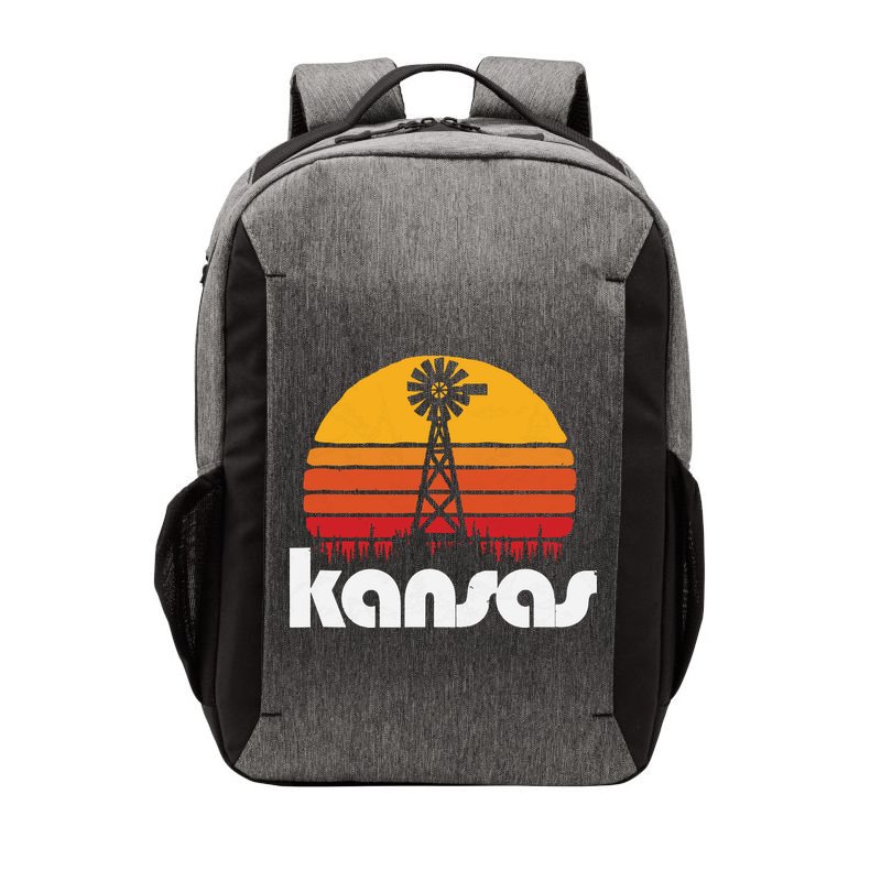 Vintage Kansas Distressed 80s Sun Windmill Graphic Vector Backpack