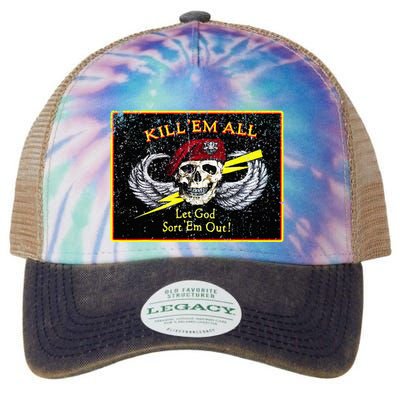 Vintage Kill Em All! Let God Sort Em Out Legacy Tie Dye Trucker Hat