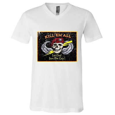 Vintage Kill Em All! Let God Sort Em Out V-Neck T-Shirt
