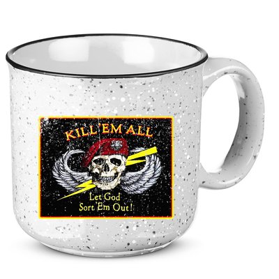 Vintage Kill Em All! Let God Sort Em Out 15oz Campfire Ceramic Mug