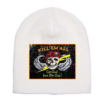 Vintage Kill Em All! Let God Sort Em Out Short Acrylic Beanie