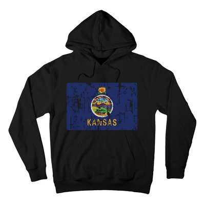 Vintage Kansas Flag Retro Ks Souvenir Gift Hoodie