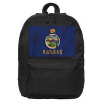 Vintage Kansas Flag Retro Ks Souvenir Gift 16 in Basic Backpack