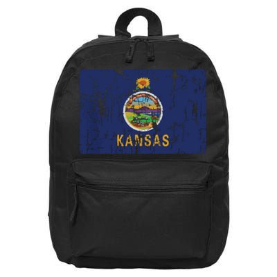 Vintage Kansas Flag Retro Ks Souvenir Gift 16 in Basic Backpack