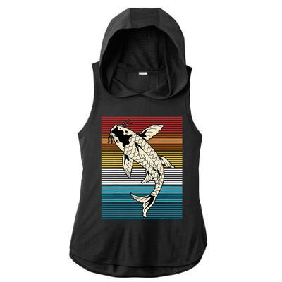 Vintage Koi Fish Japanese Art Funny Carp Asian Japan Lovers Ladies PosiCharge Tri-Blend Wicking Draft Hoodie Tank