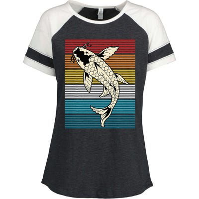 Vintage Koi Fish Japanese Art Funny Carp Asian Japan Lovers Enza Ladies Jersey Colorblock Tee