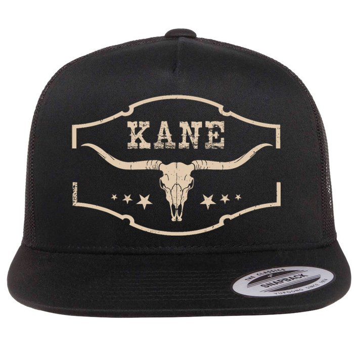 Vintage Kane First Name Personalized Retro 80S Apparel Flat Bill Trucker Hat