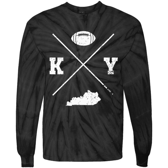 Vintage Kentucky Football Player Coach Distressed Classic Tie-Dye Long Sleeve Shirt