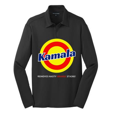 Vote Kamala Harris Removes Nasty Orange Stains Detergent Fun Silk Touch Performance Long Sleeve Polo