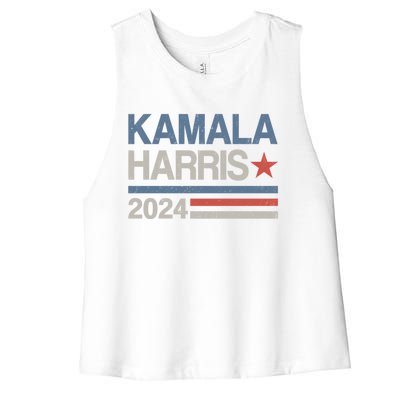 Vintage Kamala Harris 2024 For President Election Campaign Gift Women's Racerback Cropped Tank