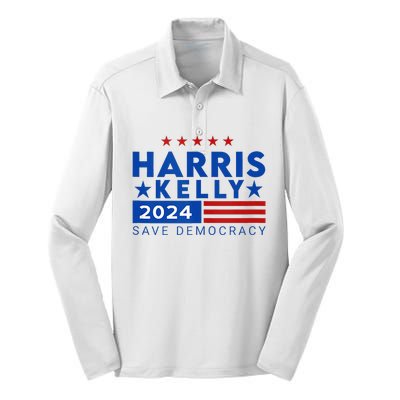 Vote Kamala Harris Mark Kelly V.P Vice President 47th 2024 Silk Touch Performance Long Sleeve Polo