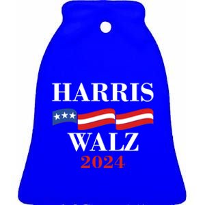 Vote Kamala Harris Tim Walz 2024 Election Ceramic Bell Ornament