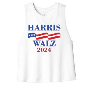 Vote Kamala Harris Tim Walz 2024 Election Women's Racerback Cropped Tank