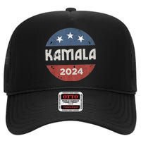 Vintage Kamala Harris 2024 For President Election High Crown Mesh Back Trucker Hat