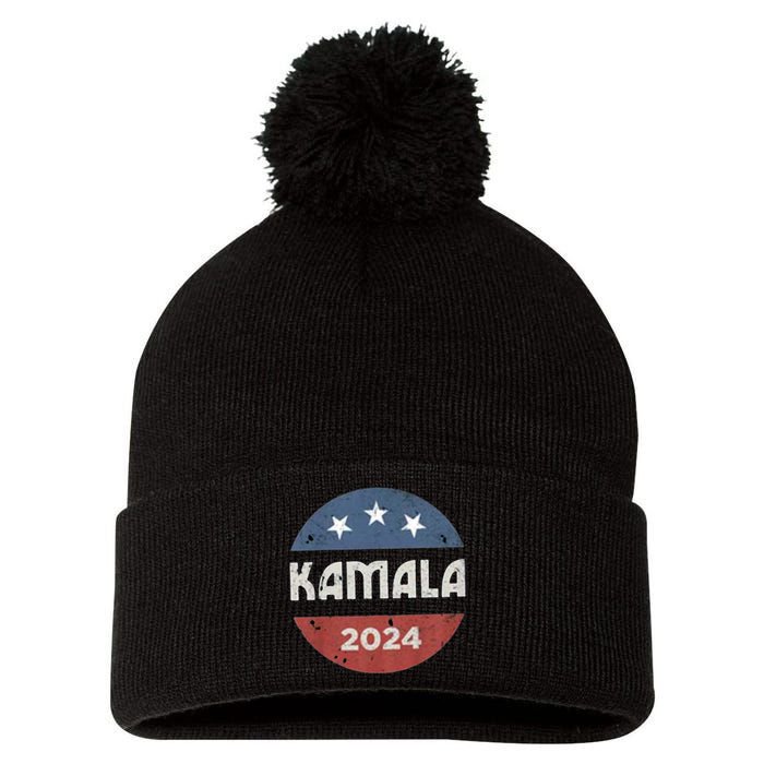 Vintage Kamala Harris 2024 For President Election Pom Pom 12in Knit Beanie