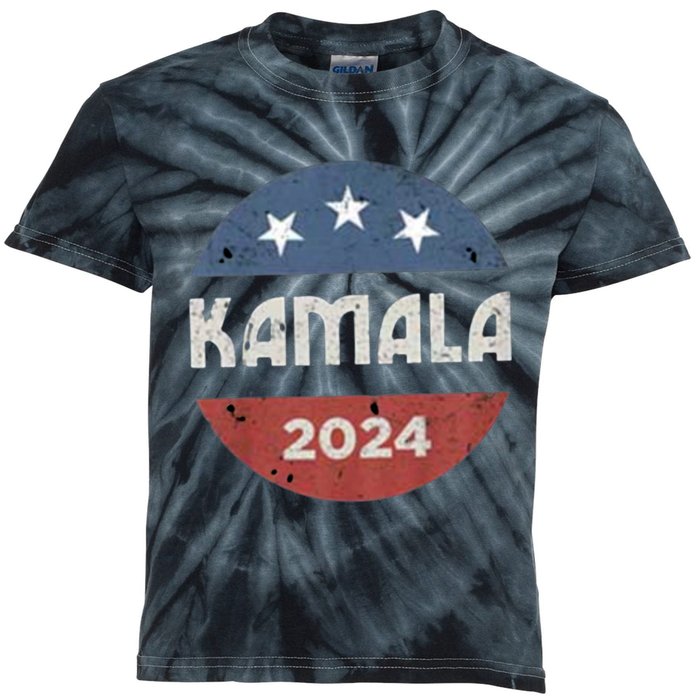 Vintage Kamala Harris 2024 For President Election Kids Tie-Dye T-Shirt