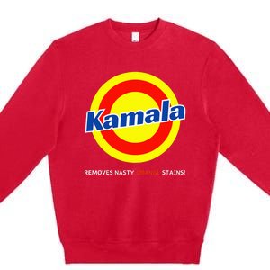 Vote Kamala Harris Removes Nasty Orange Stains Detergent Fun Premium Crewneck Sweatshirt