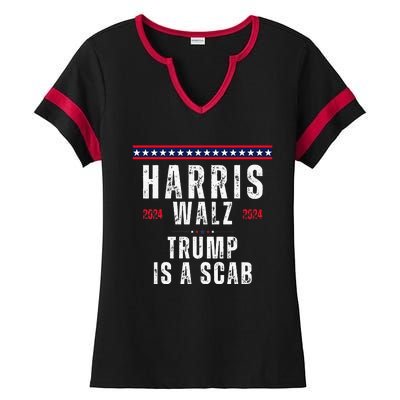 Vote Kamala Harris And Tim Walz 2024 Trump Is A Scab Ladies Halftime Notch Neck Tee