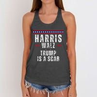 Vote Kamala Harris And Tim Walz 2024 Trump Is A Scab Women's Knotted Racerback Tank