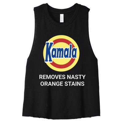 Vote Kamala Harris 2024 Removes Nasty Orange Stains Funny Women's Racerback Cropped Tank