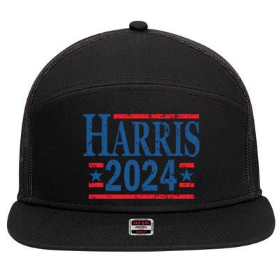 Vintage Kamala Harris 2024 For President Election Campaign 7 Panel Mesh Trucker Snapback Hat