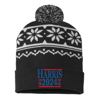 Vintage Kamala Harris 2024 For President Election Campaign USA-Made Snowflake Beanie