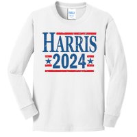 Vintage Kamala Harris 2024 For President Election Campaign Kids Long Sleeve Shirt