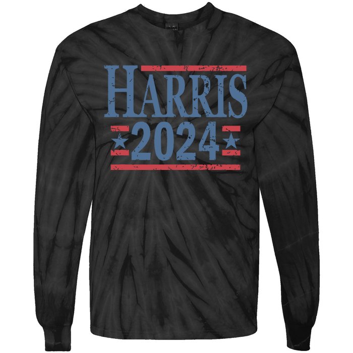 Vintage Kamala Harris 2024 Tie-Dye Long Sleeve Shirt